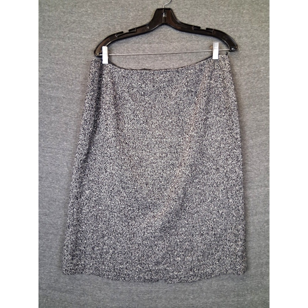 VTG Talbots Womens Skirt 14 Gray Heathered Wool Blend Tweed Academia Old Money